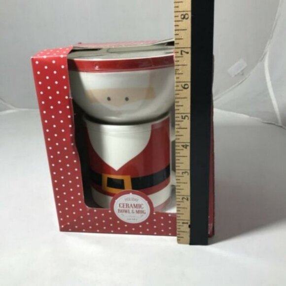Christmas Holiday Ceramic Bowl Mug Set Of 2 Santa Christmas - Picture 4 of 12